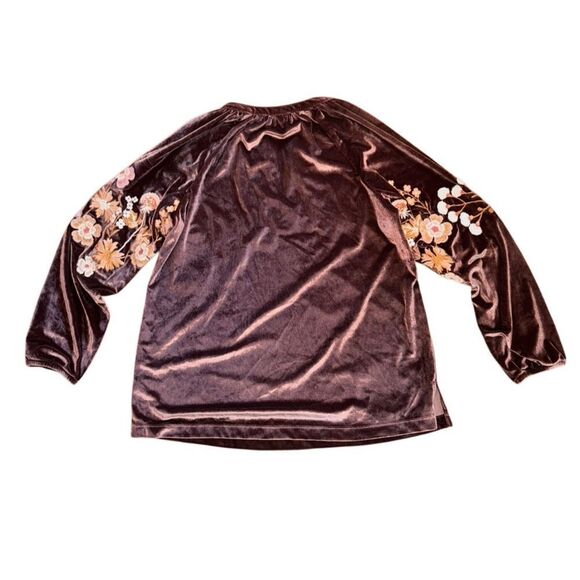 Spartina Genevieve Embroidered Velvet Top Lucas Theatre Embroidery Size Large - Picture 6 of 8